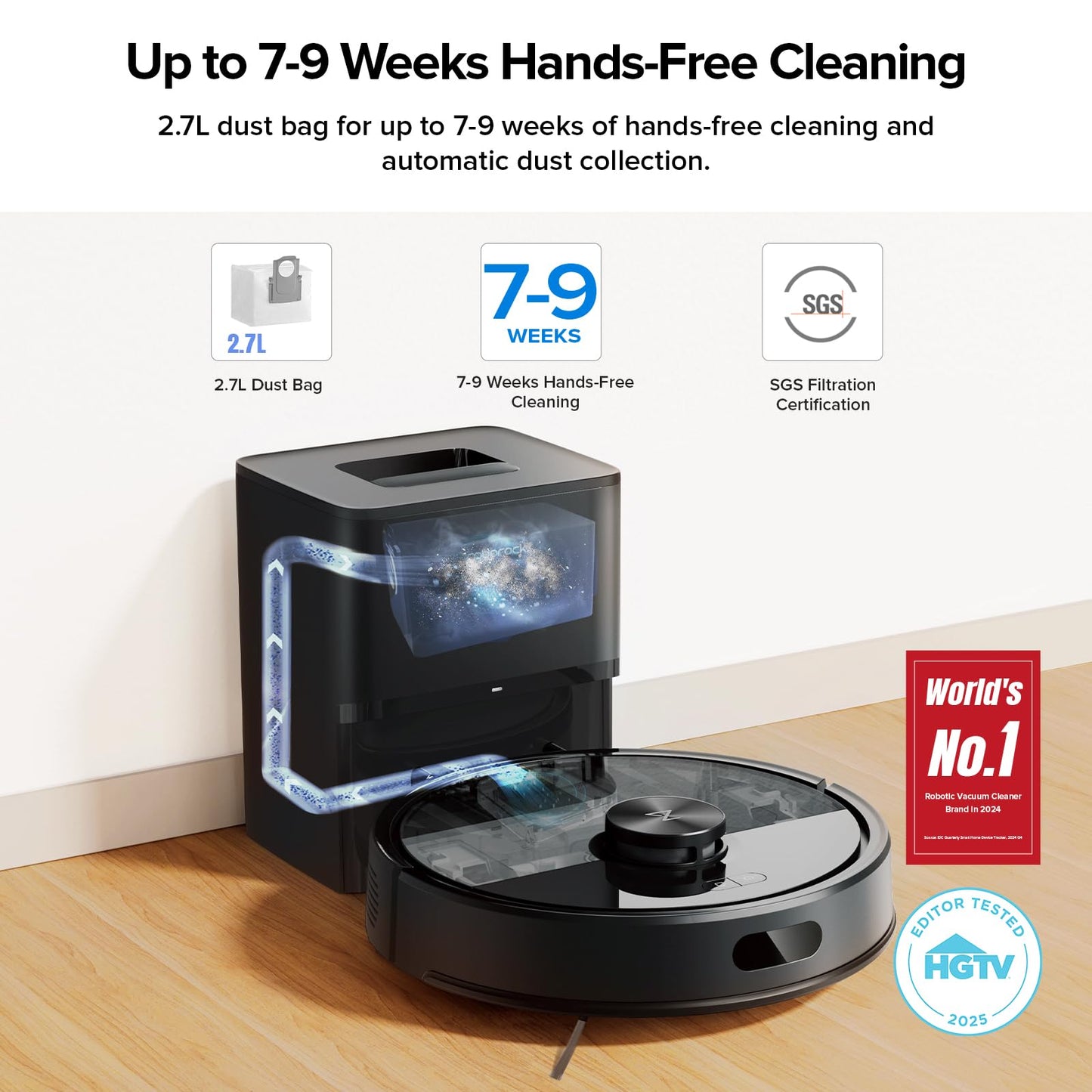 roborock Q7 M5+ Self-Empty Robot Vacuum & Mop with LiDAR Navigation & 10,000 Pa Suction