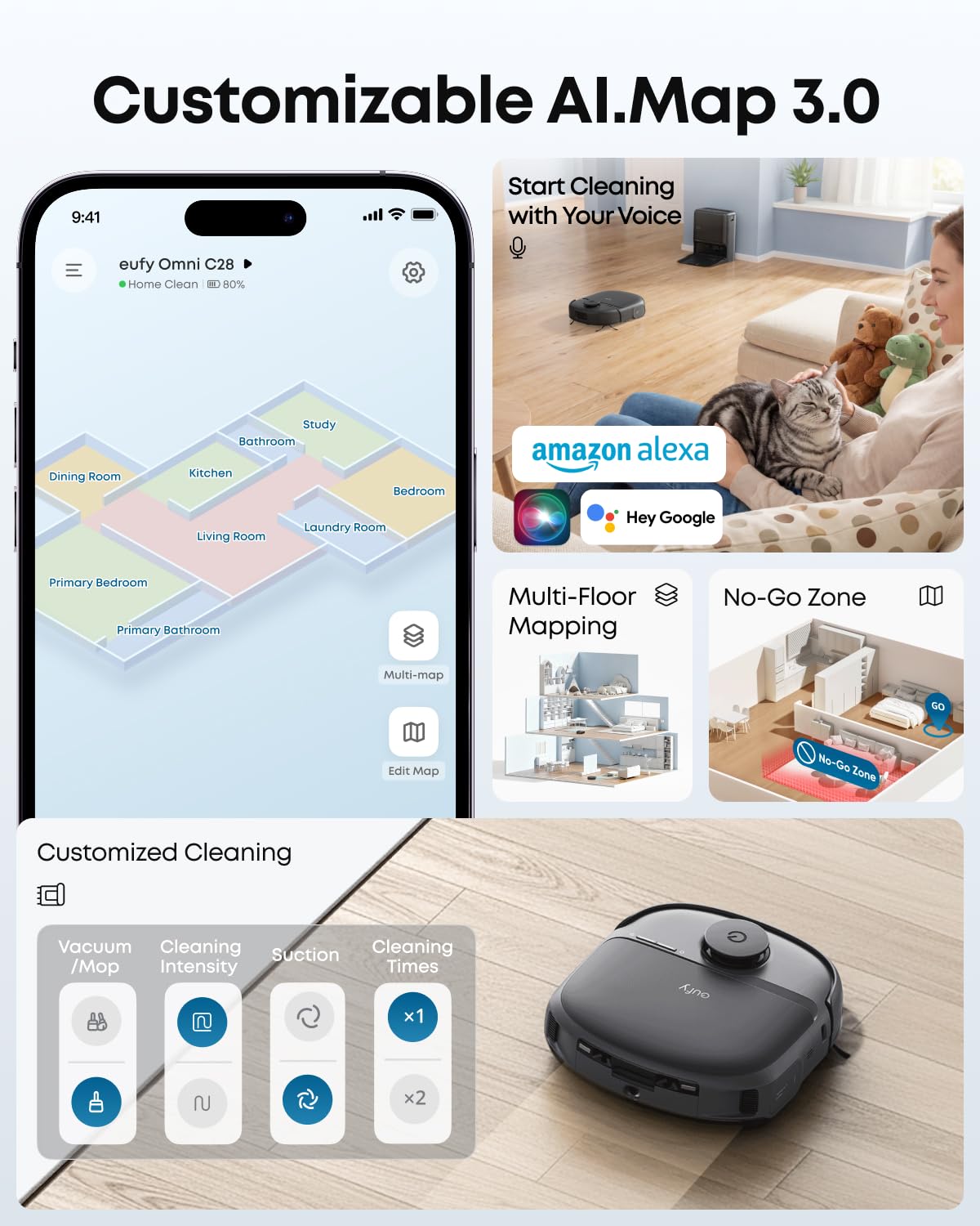 eufy C28 Self-Empty Robot Vacuum & Mop | 15,000Pa Suction, Zero-Tangle Brush, 75-Day Hands-Free Cleaning