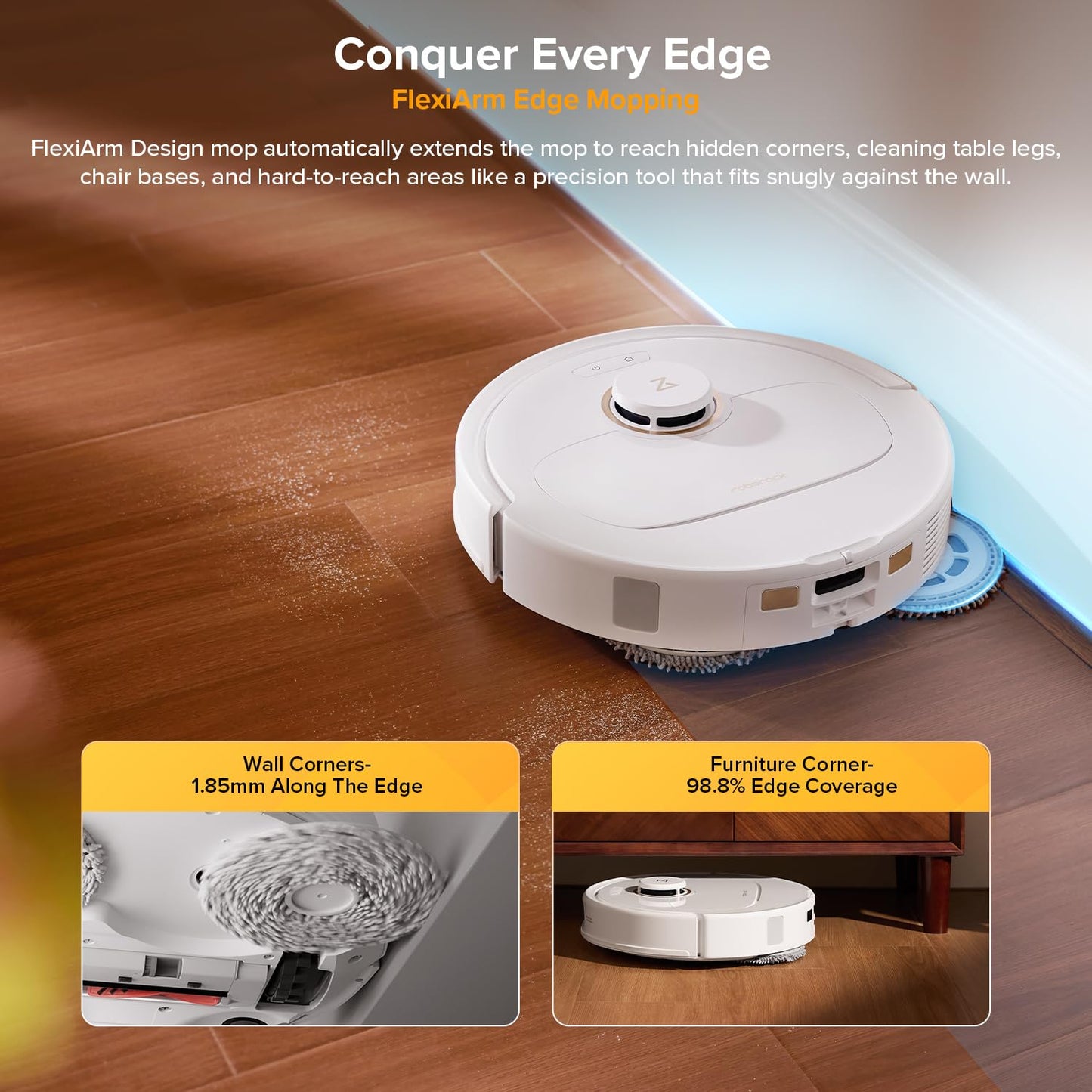 roborock Qrevo S5V Robot Vacuum & Mop – FlexiArm Edge Cleaning, 12,000Pa Suction, Zero-Tangle