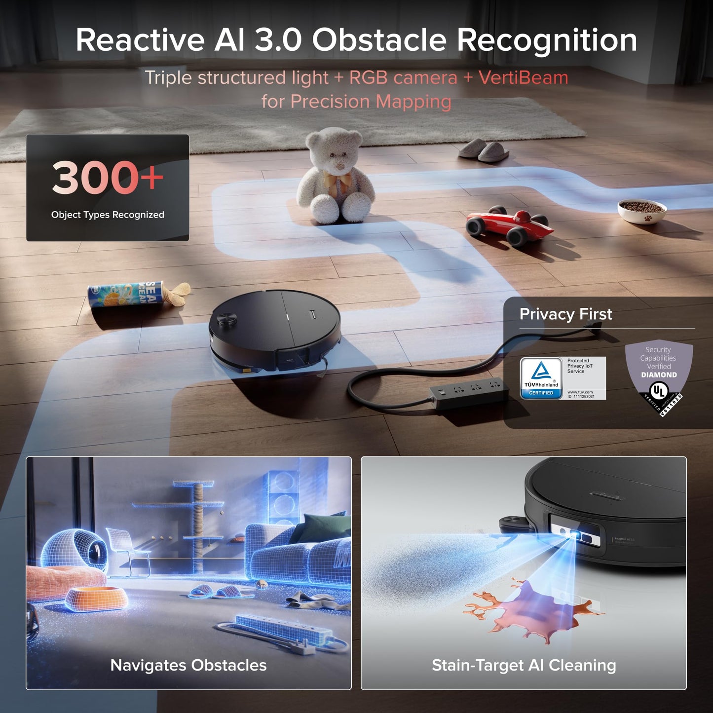 roborock Saros 20 Sonic Robot Vacuum & Mop | 36,000Pa AI Cleaning | Zero Tangle | Self-Emptying