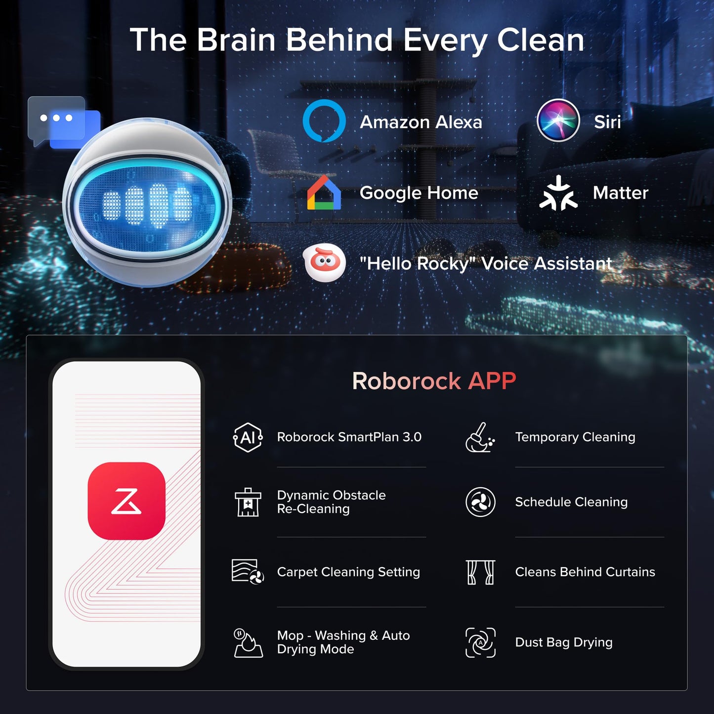 roborock Saros 20 Sonic Robot Vacuum & Mop | 36,000Pa AI Cleaning | Zero Tangle | Self-Emptying