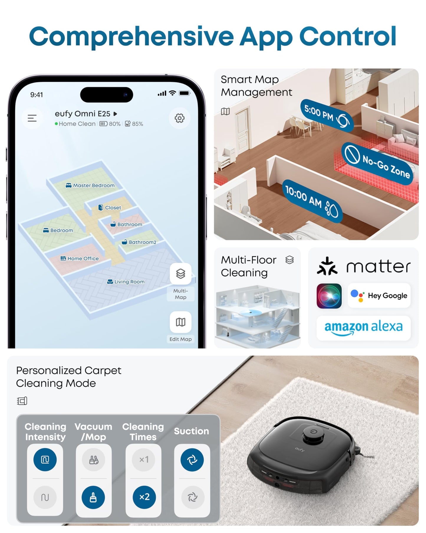 eufy E25 Robot Vacuum & Mop | 20,000Pa Suction, HydroJet Mop, Self-Emptying, CornerRover Arm for Edge Cleaning